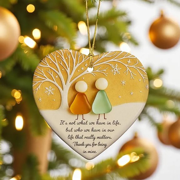 SPOORYYO 3.15" Heart-Shaped Friend Pendant for Christmas Decoration, Versatile Holiday Ornament for Tree and Home Decor, Meaningful Gift Symbolizing Friendship