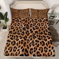 thumbnail image 2 of jejeloiu Leopard Cheetah Print Twin Sheet Sets,Rustic Farmhouse Hunting Twin Fitted Sheet,Brown Black Flat Sheet For Men Women,Microfiber Bedroom Decor,3 Pieces, 2 of 7