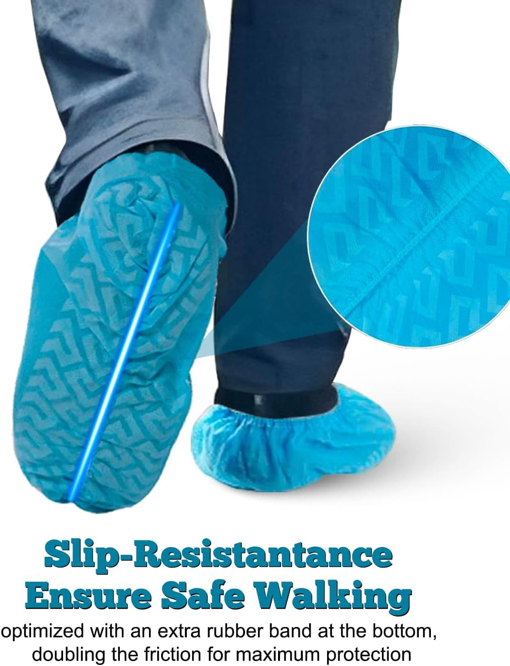 X-Large 200 Pack Breathable Shoe Covers Disposable for Indoors - Reusable Non-Slip Blue Booties, Fits Up to Men’s Size 13, Ideal for Home, Office & Travel, Doubles as Travel Shoe Bags