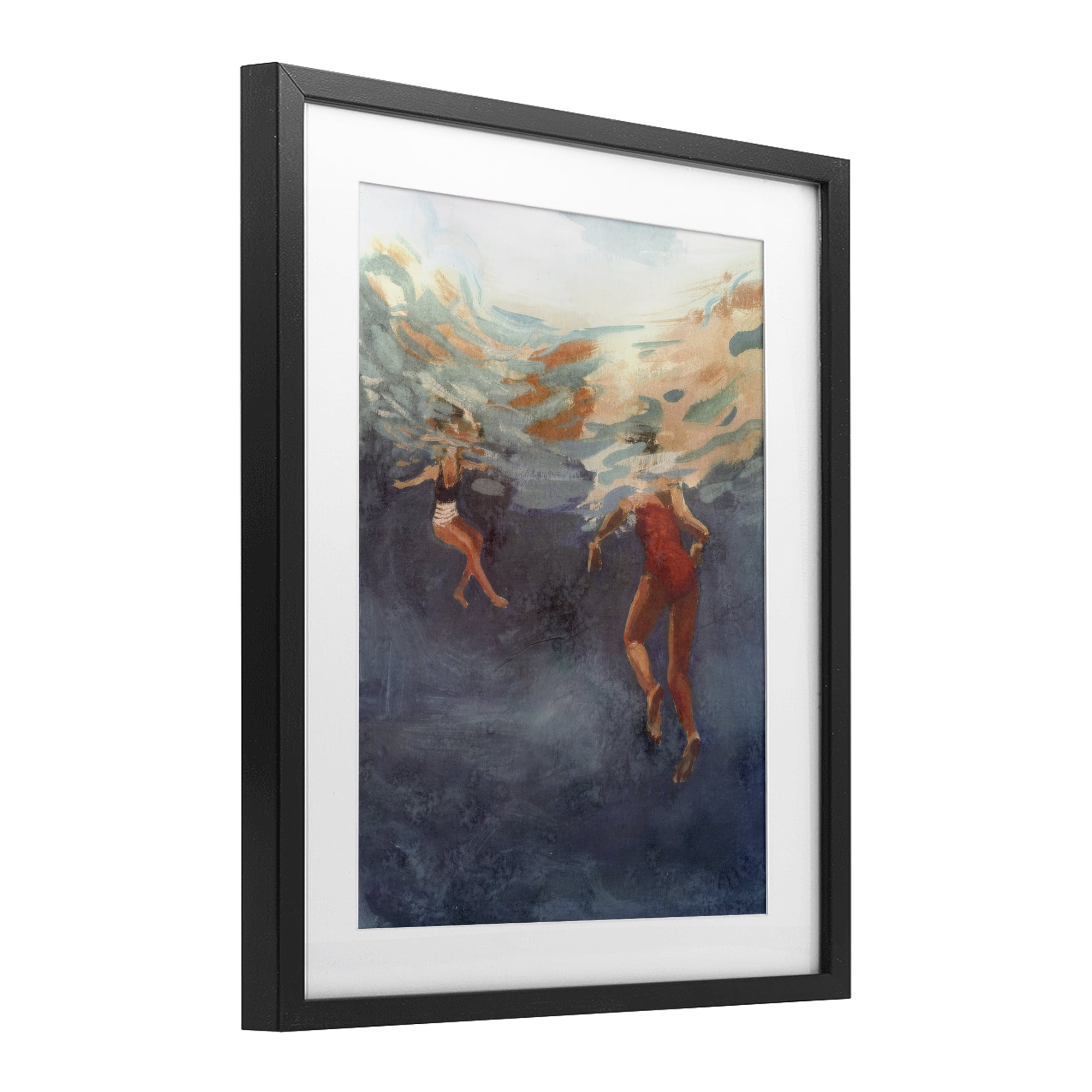 Stupell Industries Summer's Dance Swimmers Black Framed Print Under Glass, design by Victoria Barnes