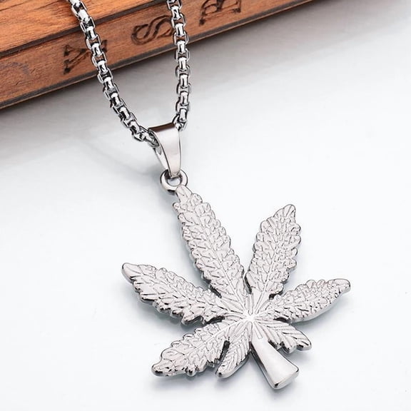 Silver Leaf Pendant Necklace for Men Nature Inspired Christmas Gift