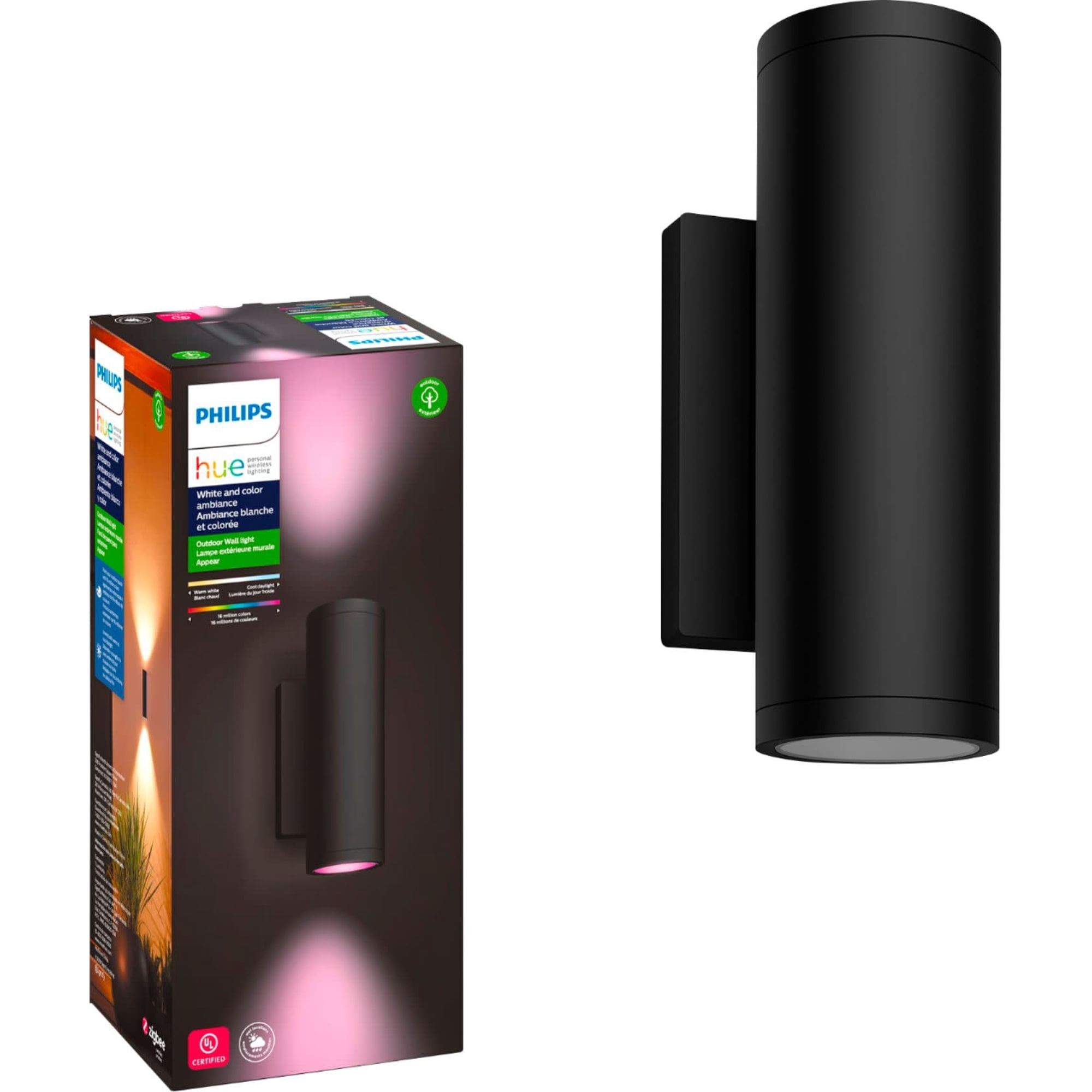 Philips Hue Appear Outdoor Smart Wall Light, Black - White and Color Ambiance LED Color-Changing Light - 1 Pack - Weatherproof