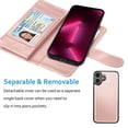 thumbnail image 4 of Wallet Case for iPhone 16 Wallet Case 6.1" 5G (2024), [9 Card Slots] Luxury PU Leather Credit Holder Carrying Folio Flip [Detachable] Kickstand Magnetic Phone Cover & Lanyard [Rose Gold], 4 of 5