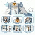 thumbnail image 4 of YUFU 9 in 1 Toddler Slide Climber for Children, Indoor Kids Slide Playset with Corridor, Basketball Hoop, Climber Outdoor Slide Playset for Toddlers Age 1+, Blue Gray, 4 of 12