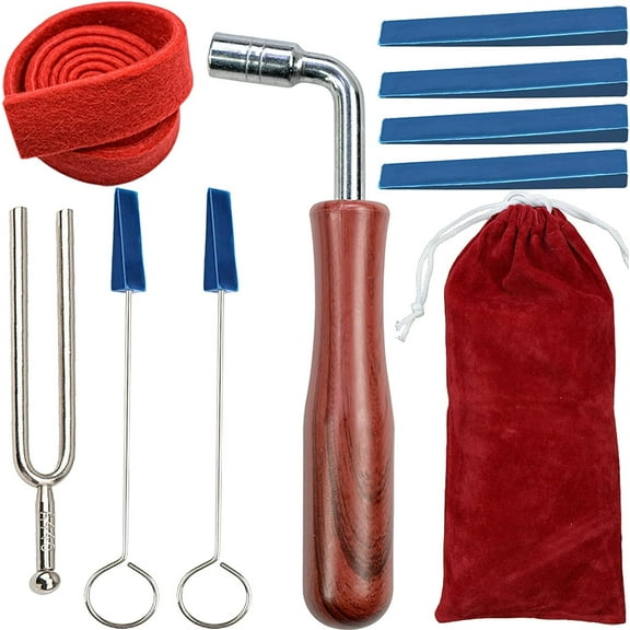 Piano Tuning Kit, Professional Piano Tuner Kit Including Tuning Wrench Hammer, Temperament Strip, Mute Kit, Piano DIY Fixing Set