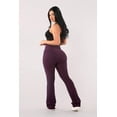 thumbnail image 6 of High Waist Rib Knit Tummy Control Flare Pants - Purple, 6 of 11