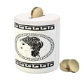 thumbnail image 3 of Retro Piggy Bank, Roman Aristocrat Woman Profiles Circular Classical Frames Hairstyle Beauty, Ceramic Coin Bank Money Box for Cash Saving, 3.6" X 3.2", Black White, by Ambesonne, 3 of 4