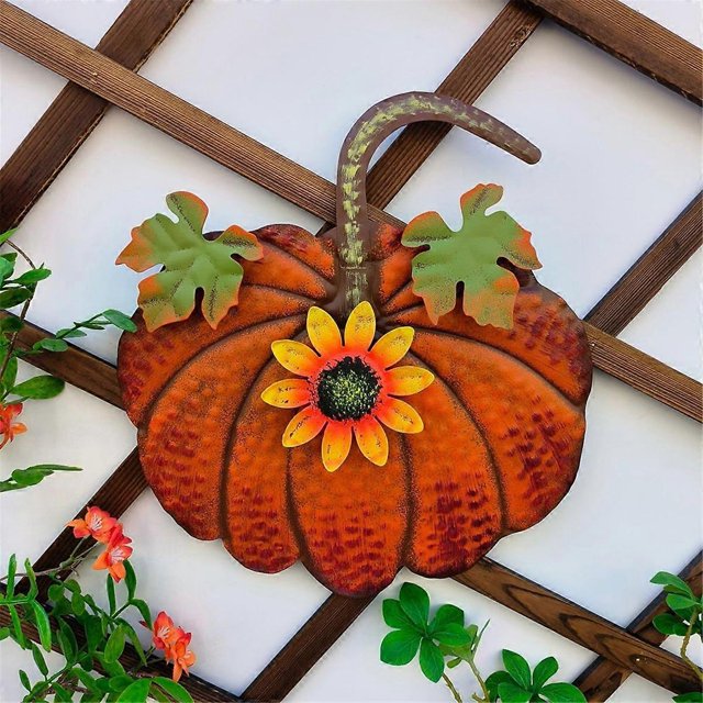 Metal Pumpkin Garden Stake Fall Decor Decorative Rustic Pumpkin Yard Stake Sign Yard Decor Outdoor Thanksgiving Yellow,A