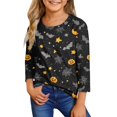 thumbnail image 2 of Abcomgle Halloween Shirts for Girls Size 6-8 Spooky Bat Spider Graphic T Shirts for Girls Crewneck 3/4 Sleeve T-Shirts for Girls Fall Funny Scary Top for Girls,3-4 Years, 2 of 5
