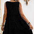 thumbnail image 4 of Dolkfu Mid-Length Going Out Dresses French Style Sleeveless Black Crew Neck Peasant Dresses Plaid Relaxed Fit Patchwork Refreshing Dresses Black,L, 4 of 5