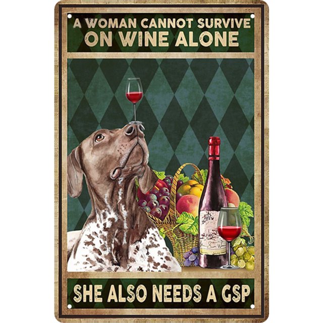 Placa de perro y vino, placa de letrero de estaño de Metal Vintage para Bar, pintura decorativa de hierro Tmvgtek Para estrenar