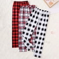 thumbnail image 5 of Wxirdiow Little Girls Pants Girls Gingham Pants Kids Casual Elastic High Waist 3pcs Plaid Trousers with Pockets Black Size,8-9 Years, 5 of 7