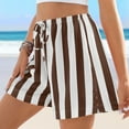 thumbnail image 4 of Jalioing Women's Lounge Shorts Elastic Waist Striped Casual Shorts Summer Fashion Drawstring Beach Shorts, 4 of 9