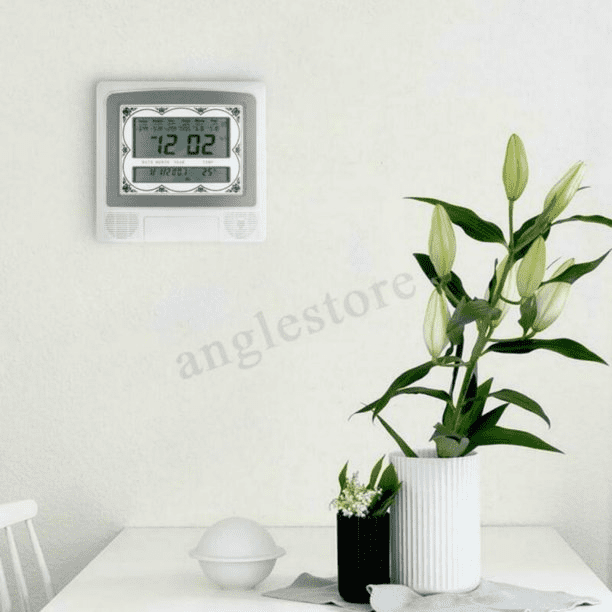 Lngoor LCD Automatic Digital Islamic Azan Muslim Prayer Alarm Wall & Table Home Clock islamic clock with Temperature Display, Hijri and Gregorian Calendars