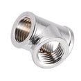 thumbnail image 1 of G1/4 Thread 3 Way T Shape Fitting Splitter Adapter,  Plated Brass, Durable, Reliable, ID12.9mm, OD17mm, Silver Color, Application PC Water Cooling System, 1 of 7