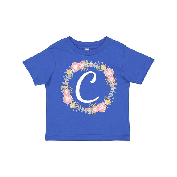 Inktastic C Monogram Alphabet Letter Rose Floral Wreath Girls Toddler T-Shirt