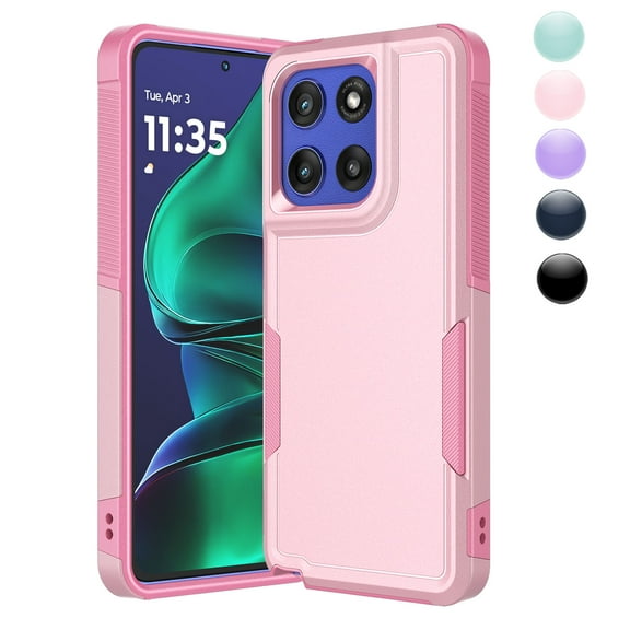 Njjex Rugged Case for Motorola Moto G Stylus 5G 2025 | Heavy Duty Shockproof Cover | Dual Layer Protective Case for 6.7" Moto G Stylus 5G 2025 - Rose Pink