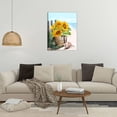 thumbnail image 3 of Framed Vintage Sunflower Wall Decor, Rustic Yellow Sunflower in Straw Woven Tote Bag, Conch Canvas Wall Art, Watercolor Painting Artwork Prints, Modern Gallery Home Decor Ready to Hang 12X16 inch, 3 of 6