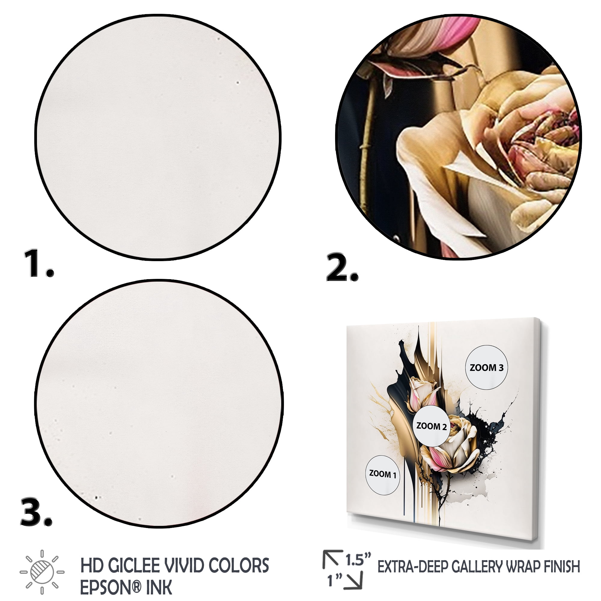 Designart Roses Flow Flower On Golden Beige Paint VI Canvas Wall Art