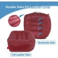 thumbnail image 2 of Leather Seat Cushion Extra-Thick Booster for Office Chair to Rise Height - Full Filling for Support - with Breathable Cover, Handle and Buckle - Relieves Back Pain – 18"x16"x6" (Red), 2 of 14