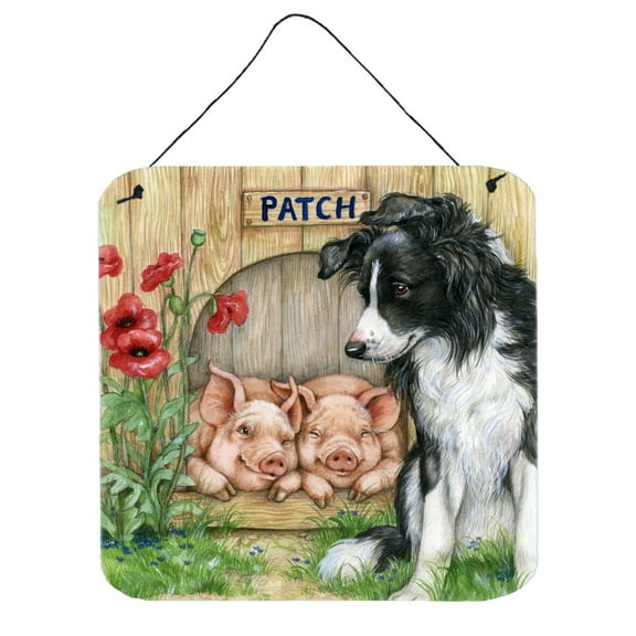 Patch the Border Collie and Piglet Friends Wall or Door Hanging Prints