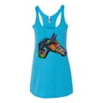 thumbnail image 3 of Colorful Neon Horse | Dean Russo Art Animal Lover Tri-Blend Racerback Tank Top, Vintage Turquoise, Small, 3 of 6