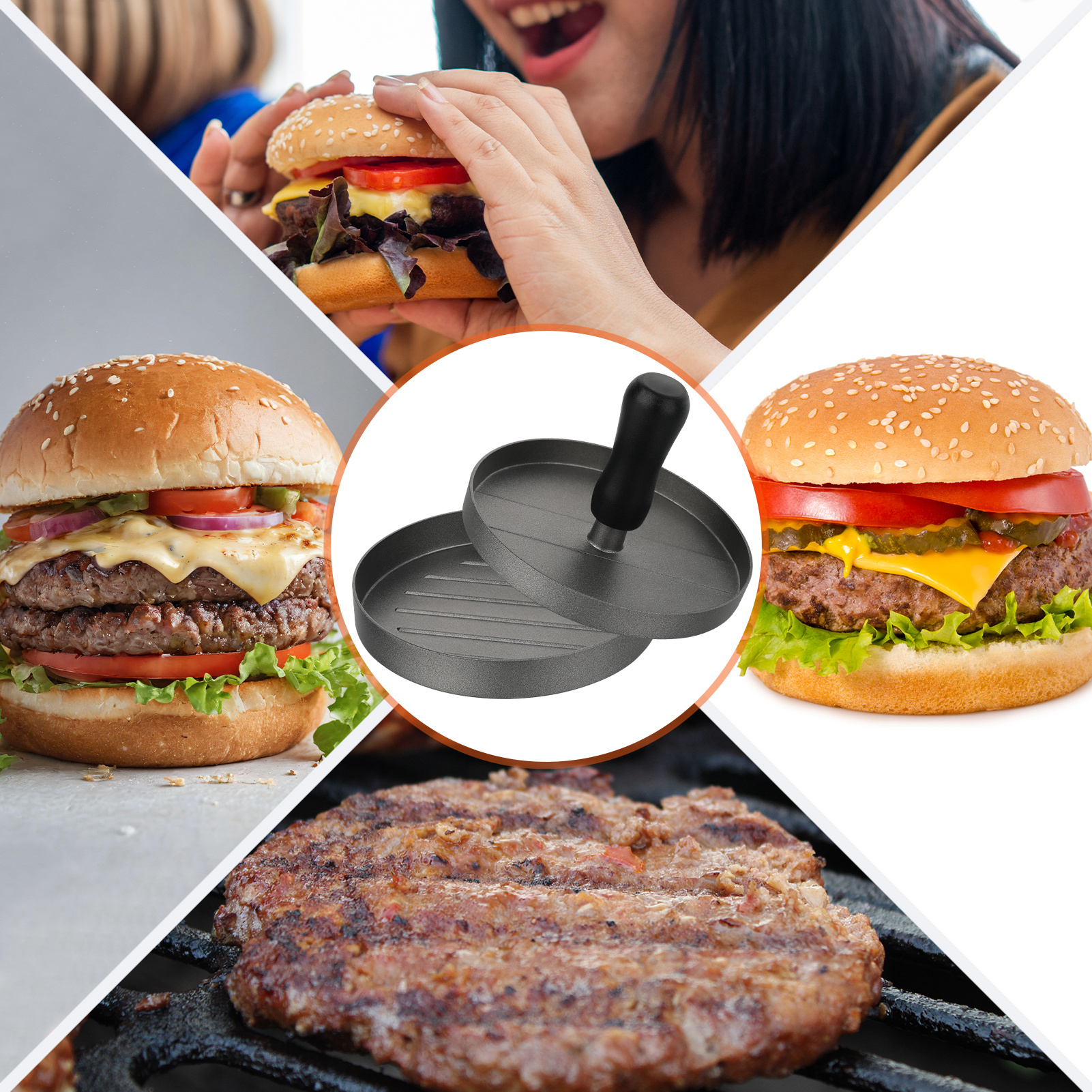 Bocaoying Burger Press 100 Patty Papers Set, Non-Stick Hamburger Mold, Meat Beef Cheese Veggie Burger Maker for Grill Griddle BBQ Barbecue