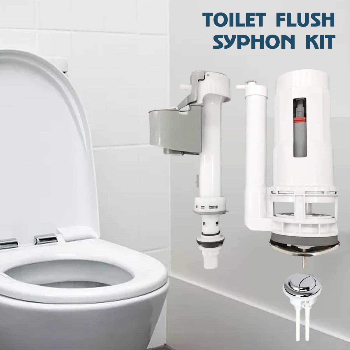 Details about   Replacement Toilet Fill Valve Water Drain Flush Valve Dual Button Kits #H 