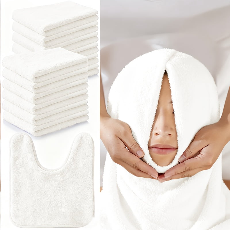 12Pcs U Shaped Spa Facial Towels Set, Soft Microfiber Face Wrap Towels with Split, Absorbent Spa Towels for Salon Facial Care Steam Treatment Massage