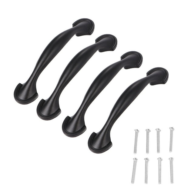 4 Pcs Poignée de Cabinet Noire Style Américain Poignée de Meuble Noire pour Porte de Garde-Robe Commode Tiroir (Noir Chaque Poignée Est Équipée de Deux Vis de 2,7 cm de Long)