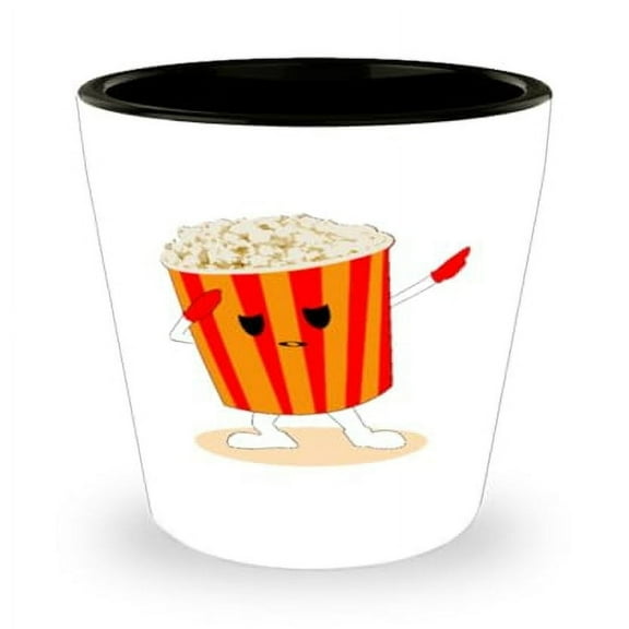 Dabbing Popcorn Movies Shot Glass, Unique Foodie Gift, Premium Mini Glassware, 1.5oz Novelty Cup for Movie Lovers