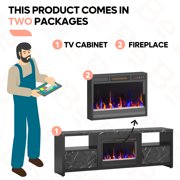 Bestier 71 Fireplace TV Stand for TVs up to 75 LED Entertainment Center with 23 Remote Control Electric Fireplace, Black Marble
