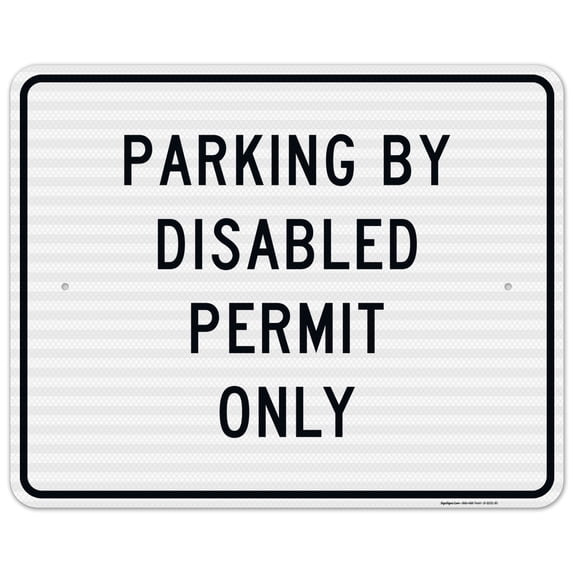 Florida Handicap Parking Sign, Parking By Disabled Permit Only Sign, 24x30 Reflective Aluminum EGP
