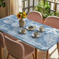 thumbnail image 3 of Haze Blue Coastal Table Cloths for 4 Foot Rectangle Tables, Summer Beach Nautical Starfish Coral Vintage Patio Waterproof Elastic Fitted Tablecloths, Washable Rectangular Table Cover for Camping, 3 of 8