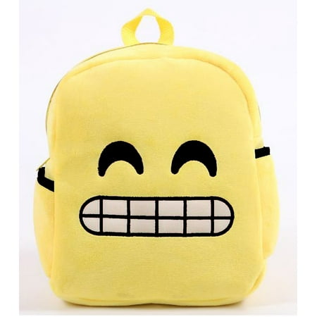 Deluxe Show Your Emoticon Emoji Face Plush Little Kids Backpack - Grimmacing