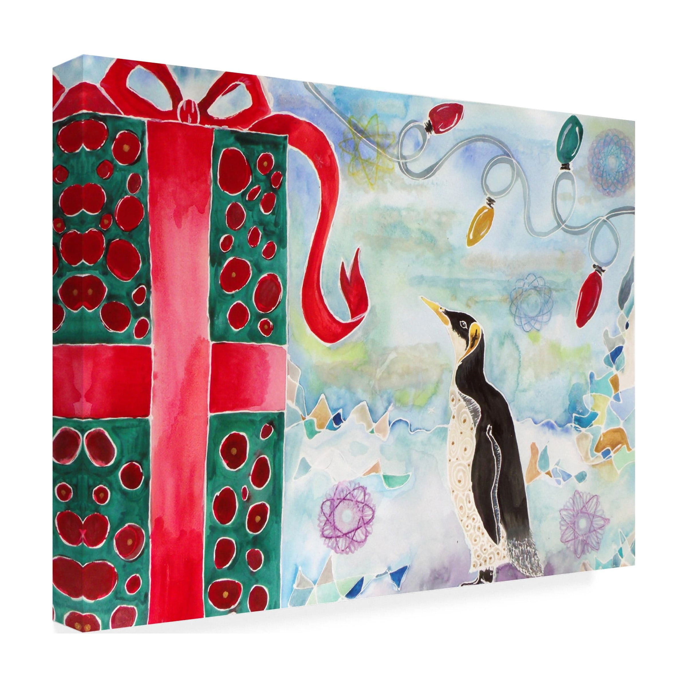 Trademark Fine Art 'Merry Christmas Penguin' Canvas Art by Lauren Moss