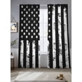 thumbnail image 3 of Sheer Curtains 84 Inches Long 2 Panels, Retro Black Stripes and Stars Rod Pocket Curtain Voile Draperies, Independence Day USA Flag Light Filtering Window Treatment for Living Room Kitchen Bedroom, 3 of 8