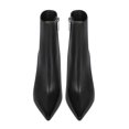 thumbnail image 4 of YDN Women Chic Pointed Closed Toe Mid Calf Ankle Boots Flared Mid Heel Side Zipper Boots Office Dress Shoes Size 7 Black, 4 of 6