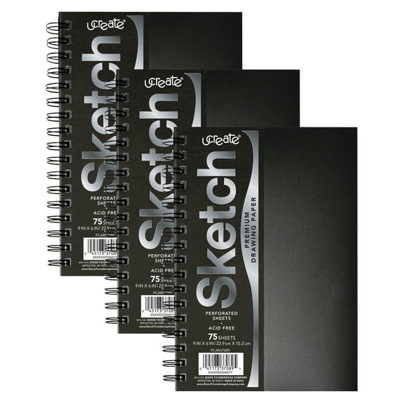 UCreate 9 x 6 in Poly Cover Sketch Book (Pack of 3) - Drawing Supplies & Notebooks