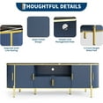thumbnail image 5 of Luxury 70 in Fluted TV Stand with Faux Marble Top, Entertainment Center for TVs Up to 80 in, Wood Media Console with Curved Profile Sliding Doors and Adjustable Shelves for Living Room- Navy Blue, 5 of 7