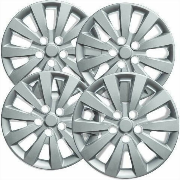 Fuel Rider Set of 4 16 inch Silver Snap-On Hubcaps With 10 Spoke Compatible With 13-19 Nissan Sentra S 2013-19 Sentra SV Standard Steel Wheel Covers