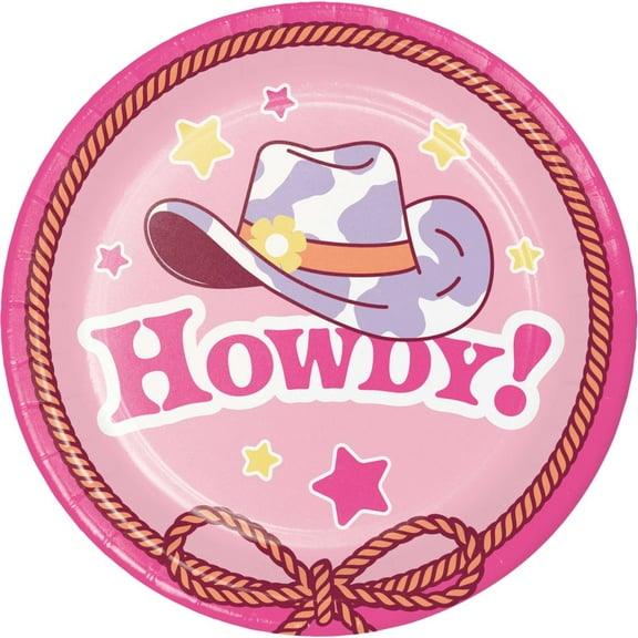 Cowgirl Boots and Bows 7-inch Paper Plates 8 Per Pack