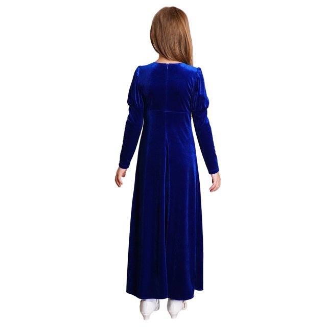 YiZYiF Costume de Princesse Médiévale pour Filles, Robe de Princesse Renaissance Rétro, Thème d'Halloween, Robes de Bal, Bleu Royal 10