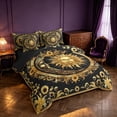 thumbnail image 2 of Homewish Gold Sun and Moon Full Size Bedding Sets, Bohemian Damask Full Size Bed in a Bag, Black, Black Reversible 7-Piece, 2 of 7