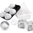 thumbnail image 2 of HONYAO Whiskey Cocktail Ice Mold, Silicone Round Ice Ball Maker Mold Large Square Ice Cube Tray with Lid - 6 Ice Balls + 6 Ice Cubes White, 2 of 3