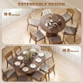 thumbnail image 3 of Extendable Farmhouse Dining Table, Round to Oval Kitchen Table for 6-8 People, Walnut Wood Grain MDF with Pedestal Base, Versatile for Dining Room, Office or Home Gathering Space, 3 of 7
