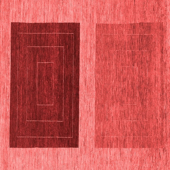 Ahgly Company Indoor Square Abstract Red Modern Area Rugs, 7' Square