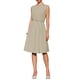 thumbnail image 1 of Vestido sin mangas para mujer INSPIRE CHIC con cremallera, cinturón y corte acampanado, vestido midi para el trabajo, talla L, color caqui, 1 of 5