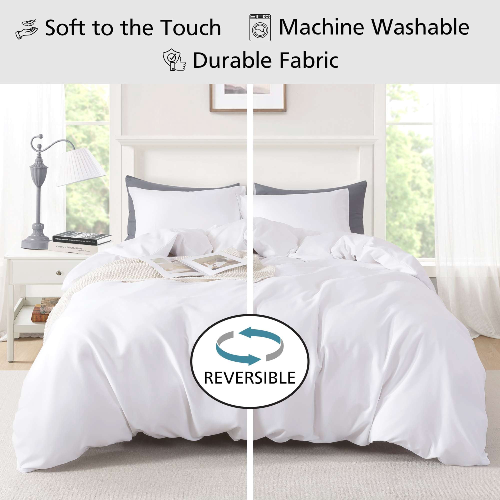 Mainstays King Duvet Cover Set, All-Season, 3-Piece, White