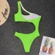 thumbnail image 4 of Jumpingount Poliéster Mujer Bikinis Elástico Irregular Señoras Playa Natación Traje de baño Traje de baño Accesorios Verde fluorescente Type2 NO2, 4 of 6